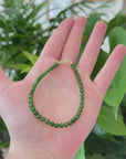 18K Yellow Gold Clasp With Genuine Green Jade Round Beads Bracelet Bangle ( 4 mm )