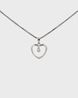 18K White Gold Diamond Cut Heart Pendant Necklace