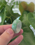 Natural Burmese Green Jadeite Jade Bend Men's Ring