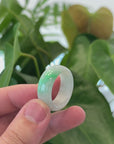 Natural Burmese Green Jadeite Jade Bend Men's Ring