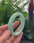 "Classic Princess Half Round" Apple Green Jadeite Jade Bangle (59 mm) 