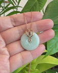 18k Rose Gold Genuine Jadeite Constellation (Leo) Necklace Pendant with Tourmaline