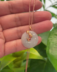 18k Rose Gold Genuine Jadeite Constellation (Pisces) Necklace with Diamonds & Ruby