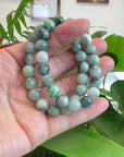 Genuine Jadeite Jade 10mm Round Blue Green Multiple Color Beads Bracelet (10mm)