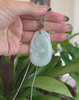 Sterling Silver Genuine Jadeite Jade Ru Yi Pendant Necklace