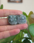 Genuine Burmese Ice Blue-Green Jadeite Jade PiXiu Pendant Necklace