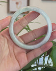 Baikalla™ "Classic" Genuine Jadeite Jade White-Green Bangle Bracelet (62.72mm) 