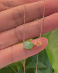 18k Rose Gold Jadeite Jade Diamond Pendant Necklace Ginkgo Leaf