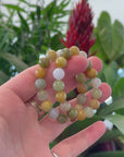 Baikalla Natural Jadeite Jade Round Multi Color Yellow & Green Beads Bracelet (9.5mm)