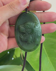 Natural Jade 12 Zodiac: Nephrite Jade Tiger Pendant Necklace in Deep Green