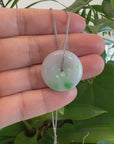 Baikalla "Good Luck Button" Necklace Green and Lavender Jadeite Jade Lucky Ping An Kou Necklace