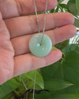 Baikalla "Good Luck Button" Necklace Green and Lavender Jadeite Jade Lucky Ping An Kou Necklace