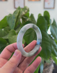 "Classic Princess Half Round" Blue- Green Jadeite Jade Bangle (57.5 mm) 