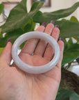 Genuine Burmese Jadeite Jade White-Lavender Bangle Bracelet (56.08 mm) 