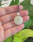 "Ping An Kou" "Love" White Nephrite Jade Lucky KouKou Pendant Necklace