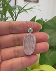 High-end Genuine Ice Jadeite Jade Jin Zhi Yu Ye (Leaf) Necklace With 18k Gold & Diamond