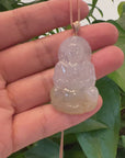 "Goddess of Compassion" 14k Yellow Gold Genuine Burmese Jadeite Jade Guanyin Necklace