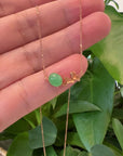 18k Rose Gold Jadeite Jade Diamond Pendant Necklace Ginkgo Leaf