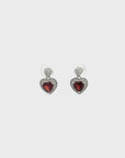 Baikalla™ Classic Heart Sterling Silver Natural Amethyst Citrine Garnet Earrings With CZ