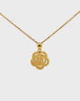 24k Yellow Gold Flower Charm Necklace