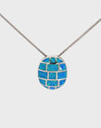 Baikalla Sterling Silver Lab-Made Opal Turtle Shell Pendant Necklace