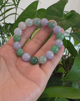 High end Genuine Jadeite Jade Round Multiple Colors Beads Bracelet (12 mm)