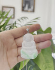 Baikalla 14k "Goddess of Compassion" Genuine Burmese Jadeite Jade Guanyin Necklace