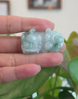 Genuine Burmese Ice Blue-Green Jadeite Jade PiXiu Pendant Necklace