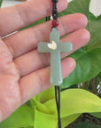 Baikalla Natural White Nephrite Jade Cross Pendant For Men