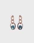 Baikalla 14K Rose Gold Oval AAA Topaz Dangle Earrings With VS1 Diamond