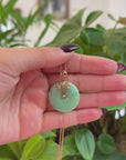 18k Rose Gold Genuine Jadeite Constellation Horoscope (Libra) Necklace Pendant