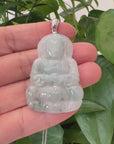 "Goddess of Compassion" Genuine Burmese Ice Blue Jadeite Jade Guanyin Necklace