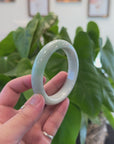 Baikalla "Half Round" Light Green Lavender Jadeite Jade Bangle Bracelet (62.9 mm) 