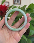 Baikalla Genuine White & Green Burmese Jadeite Jade Bangle Bracelet (62.53mm) 