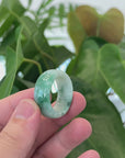 Baikalla Genuine Burmese Green Jadeite Jade Bend Men's Ring