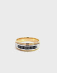 Baikalla 14k Gold Two Tone Black Diamond Men's Wedding Ring Band