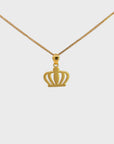 24k Yellow Gold Crown Pendant Necklace