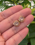 18K Rose Gold Ice Jadeite Jade Stud Earrings