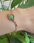 18k Rose Gold "Morning Glory" Half Bracelet Bangle with Green Imperial Jade & Diamonds