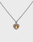 Baikalla™ Classic Heart Sterling Silver Natural Amethyst Citrine Garnet Necklace With CZ