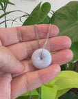 Baikalla "Good Luck Button" Necklace Lavender Jadeite Jade Lucky Ping An Kou Pendant