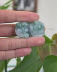 Genuine Burmese Ice Blue-Green Jadeite Jade PiXiu Pendant Necklace