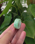 Baikalla Genuine Burmese Green Jadeite Jade Bend Men's Ring