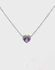 Baikalla™ Classic Heart Sterling Silver Natural Amethyst Citrine Topaz Necklace With CZ