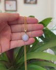 14K Gold Natural Lavender Burmese Jadeite Cabochon Necklace