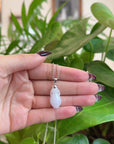 Natural Unique Jadeite Jade Lucky Bottle Necklace with 14k White Gold Bail