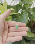 18k White Gold Natural Imperial Green Oval Jadeite Jade Engagement Ring With Diamonds