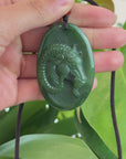 Natural Jade 12 Zodiac: Nephrite Jade Sheep Pendant Necklace in Deep Green