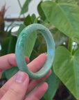 Baikalla "Half Round" Rich Green Jadeite Jade Bangle Bracelet (58.70 mm) 