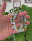 High Genuine Jadeite Jade Round Multiple Colors Beads Bracelet ( 8 mm)